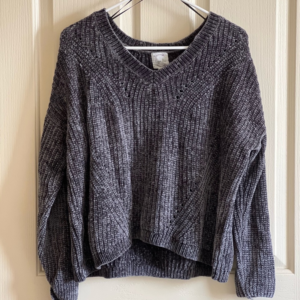 Gray Hippie Rose Sweater